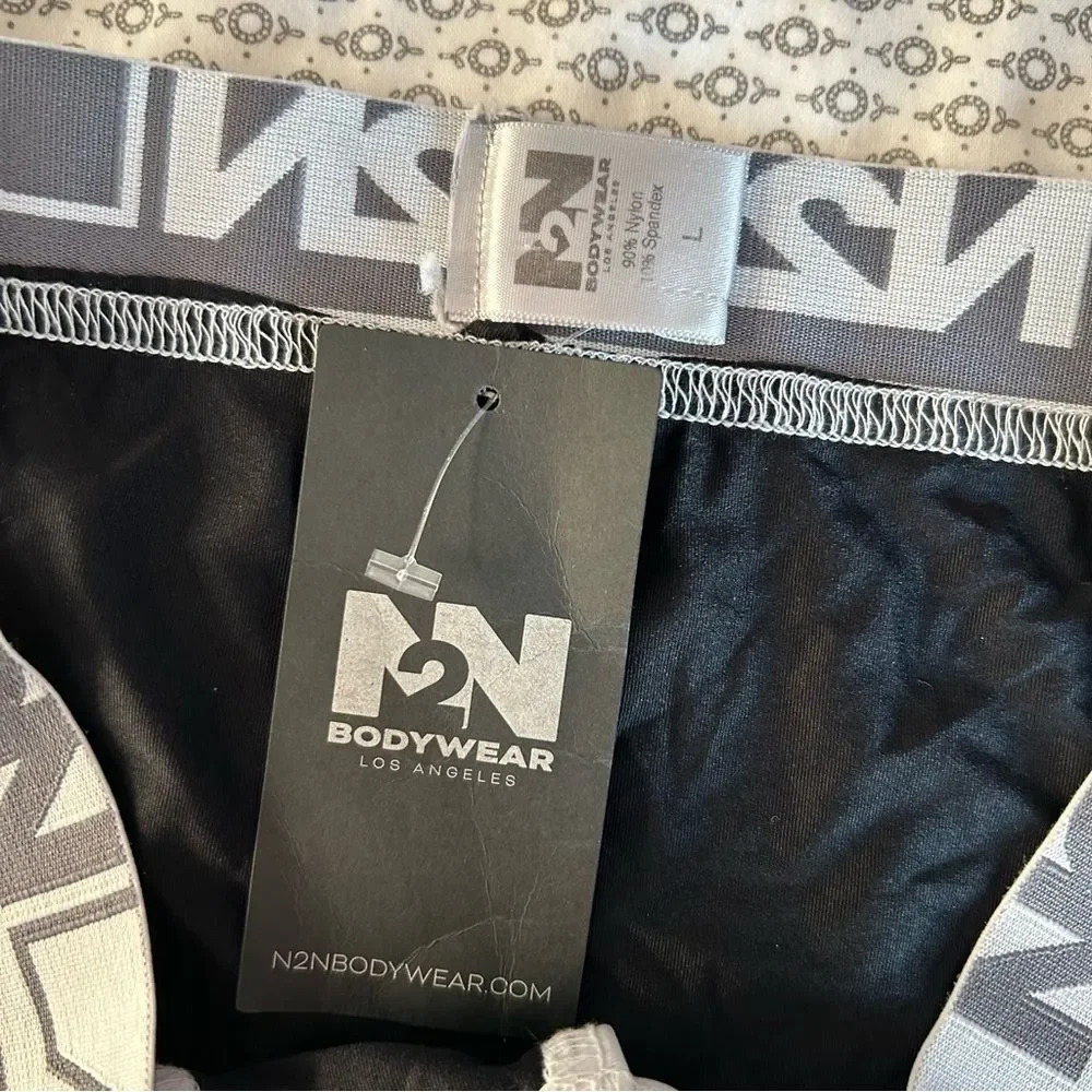 N2N Bodywear Black Logo Cut Out Briefs Large NWT